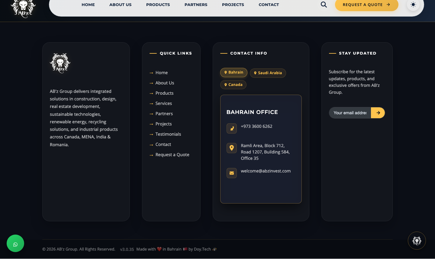 Footer section screenshot