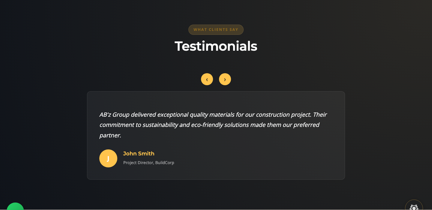 Testimonials section screenshot